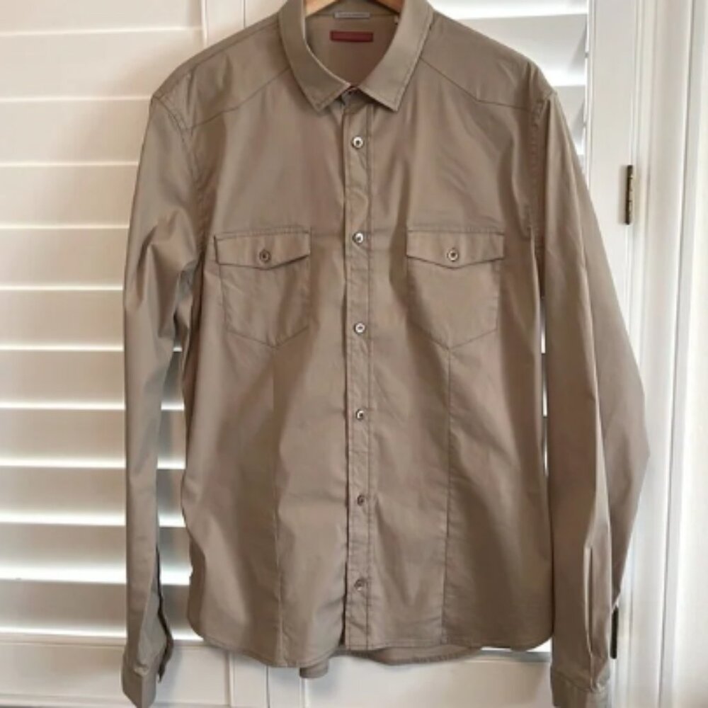 Prada men’s button up tan 45 button pockets